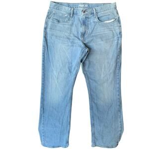 Old Navy Men Waxed Denim Straight Leg Jeans Size 36 x 30, Blue